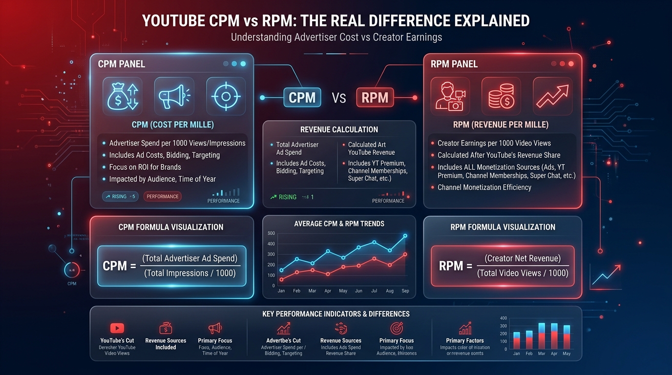 A chaotic graph showing wildly fluctuating YouTube RPM during a channel's first weeks of monetization.